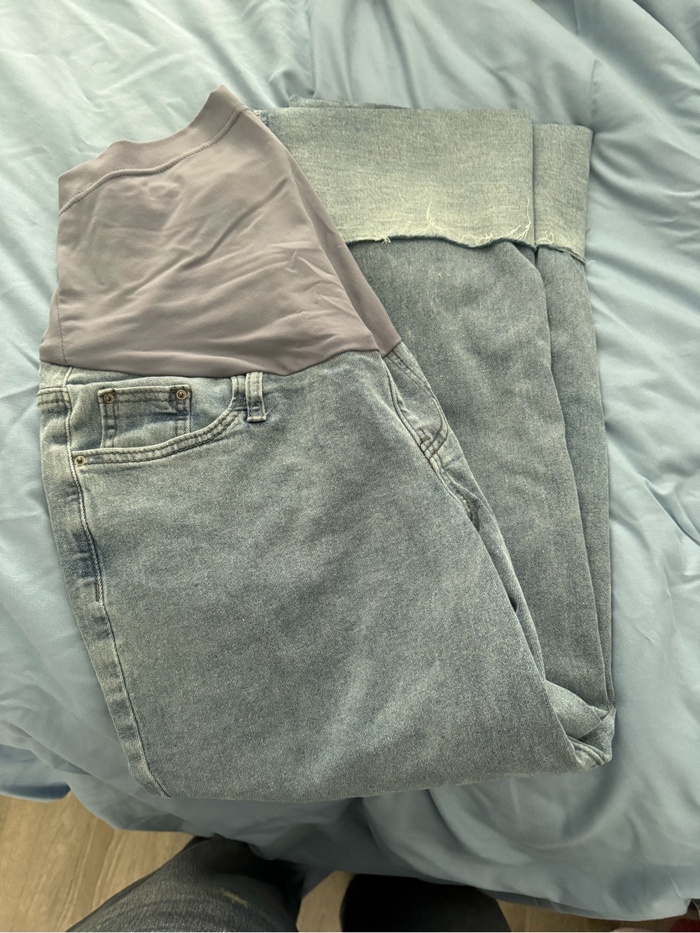 Amazon Light Gray Maternity Ankle Jeans with Stretch Panel